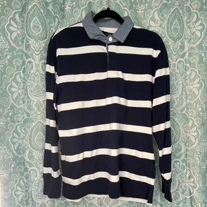 Men's J Crew Rugby Stripe Chambray Collar Long Sleeve Shirt - Small